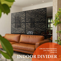 Garvee Metal Privacy Screen 72"x47" Robusto acciaio verniciato a polvere per giardino e balcone, antiruggine, 3 pannelli, autoportante, nero