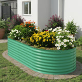 Garvee Letto Da Giardino Rialzato In Metallo Zincato 4x2x2 Ft, Resistente Alla Ruggine, Altezza 24 In, Ideale Per Fiori E Verdure All'Aperto - Green-Oval