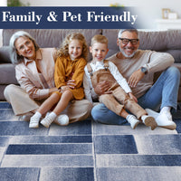Tappeto Garvee 80x150, lavabile, a pelo corto, per soggiorno, blu, antiscivolo, morbido, moderno, per camera da letto, cucina, cameretta, corridoio, sala da pranzo
