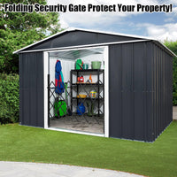 Cancello di sicurezza pieghevole singolo Garvee 71"x61" in acciaio con rulli a 360° blocco per cortile e garage nero