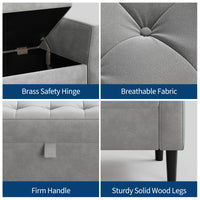 Panca ottomana Garvee con contenitore, imbottita, design capitonné, cerniere in ottone robusto, versatile per camera da letto e corridoio, beige e verde