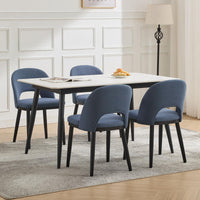 Set 2 posti pranzo imbottite Garvee - Tessuto moderno, schinale alto, seduta profonda - Struttura in legno, blu, cucina e caffetteria