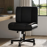 Garvee Sedia da Ufficio Girevole Criss Cross con Ruote, Regolabile in Altezza e Schienale, Rivestimento in Pelle PU, Seduta Ampia, Ruote Silenziose, per Casa e Ufficio - Black