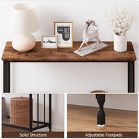 Tavolo consolle Garvee stretto con ripiani in vetro a 2 livelli in legno e metallo per corridoioio e soggiorno 41,3"x11,8"x31,8" Retro naturale