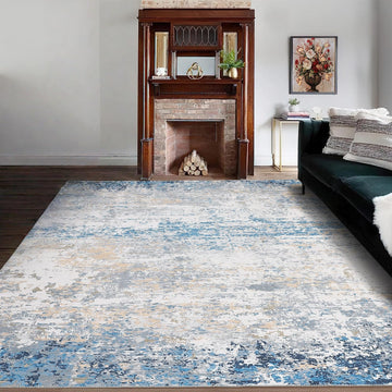 Tappeti astratti Garvee per camera da letto, tappeto lavabile per soggiorno, design moderno, grande arredamento per sala da pranzo/ufficio, grigio/blu 200x290 cm