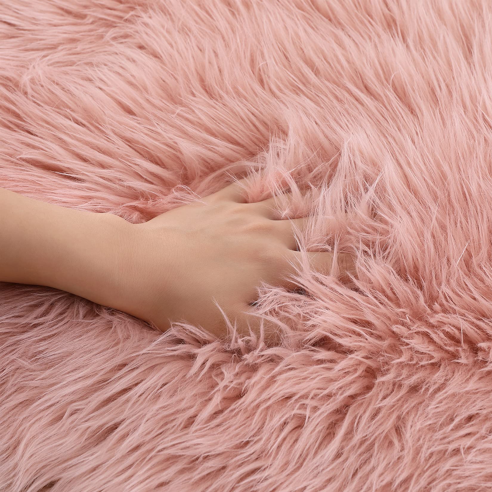 Tappetino da bagno in cotone artificiale GARVEE, arazzo in morbido peluche a pelo alto, rosa, 75x120 cm, per cameretta dei bambini, soggiorno, camera da letto, motivo irregolare