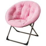 Sedia a sdraio Garvee Saucer Chair in pelliccia sintetica con struttura pieghevole in metallo per camera da letto e soggiorno, seduta floreale in peluche oversize, robusta, leggera, comoda - Rosa con zampe dorate 200 (Peluche lungo 1119)