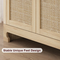 Mobiletto portaoggetti moderno in stile boho Garvee da 40 pollici con ante in rattan intrecciato, ripiano regolabile per soggiorno e cucina, bianco marrone, compatto