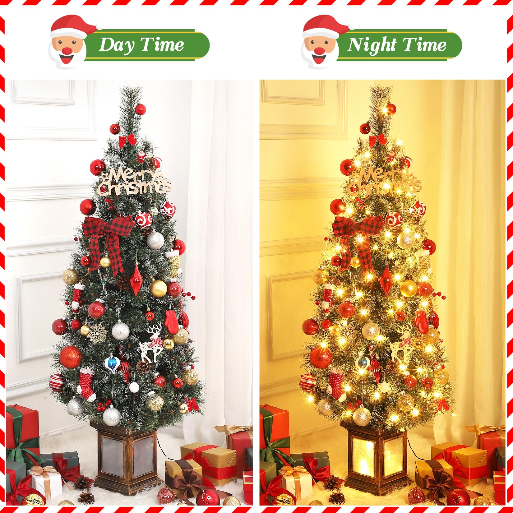 Albero di Natale artificiale Garvee con luci 140 cm 108 LED per casa e ufficio