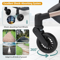 Passeggino da viaggio leggero Garvee per l'uso in aereo, pieghevole, protezione UV, 8,4 libbre, telaio in alluminio, ruote a 360°, cestino portaoggetti, bambini 12-36 mesi