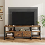 Garvee Mobile TV Rustico 160 cm Per TV Fino A 65" - Design Industriale, Struttura In Metallo, 2 Cassetti E Ripiani, MDF Robusto - Soggiorno, Camera, Ufficio, Marrone