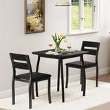 Garvee Set Tavolo da Pranzo 3 Pezzi per 2 Persone, Tavolo Quadrato 74 x 74 cm Nero, Compatto e Salvaspazio per Appartamenti e Cucine - Nero