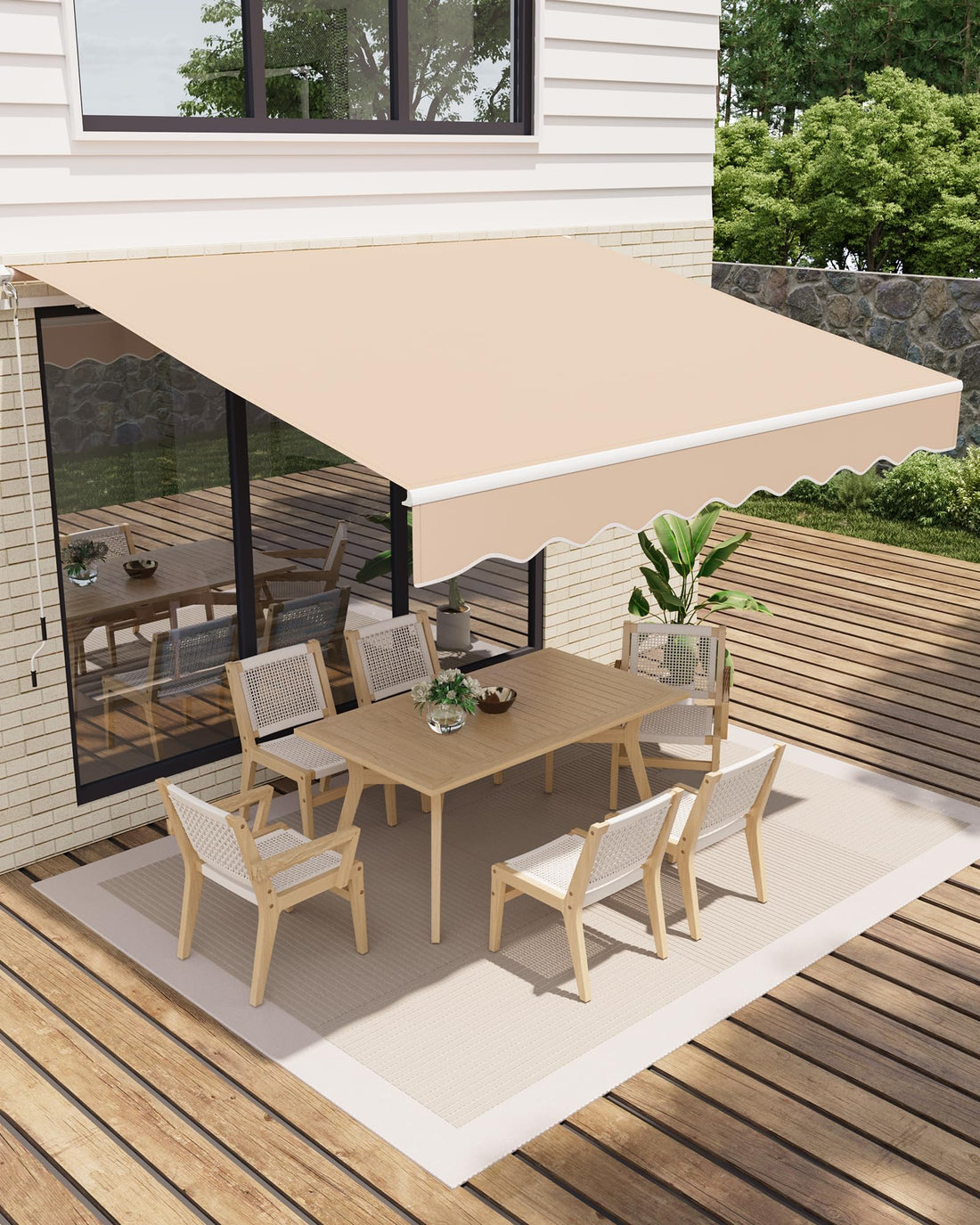 Garvee Gelenkarmmarkise 400x250 cm UV50+ Protezione Wasserabweisend Aluminiumgestell Manuelle Kurbel Terrasse Balkon