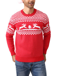 Maglione natalizio da uomo Garvee, brutto, girocollo, con renna, unisex, rosso, XXL, caldo e confortevole.