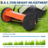 Tosaerba Manuale Garvee 14" 5 Lame Acciaio - Regolabile, Silenzioso, Ecologico con Raccoglierba | Perfetto per Festa del Papà e Cura Giardino