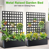 Fioriera in metallo Garvee con traliccio, metallo zincato, antiruggine, giardino esterno, 71"x47"x12", schermo per la privacy