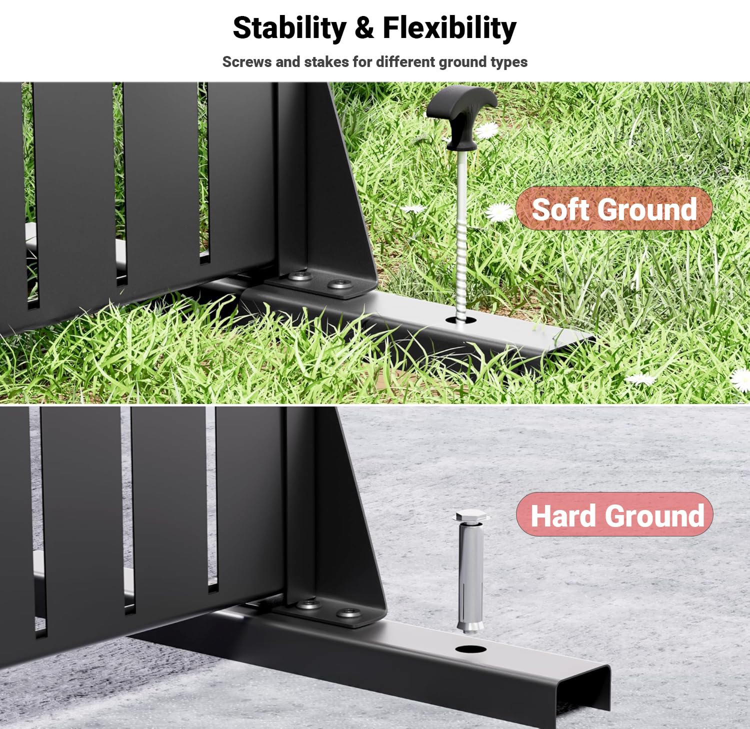 Garvee Schermo per la privacy in metallo 72"x47" con motivo a foglie, 3 pannelli, resistente alle intemperie per giardino e balcone, regolabile, grigio