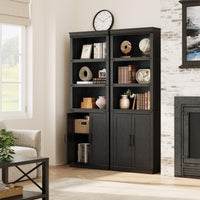 Libreria Garvee Farmhouse con ante, 5 ripiani, ampio spazio di archiviazione, legno MDF, soggiorno, ufficio, 30,5 cm di profondità x 62,2 cm di larghezza x 170,7 cm di altezza