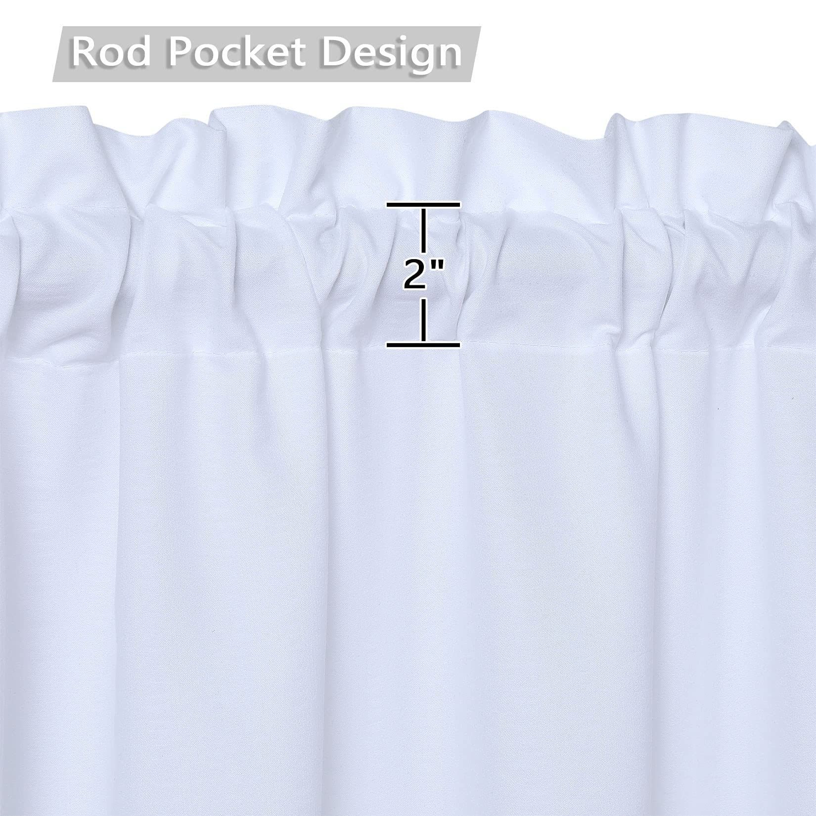 Tende da cucina impermeabili Garvee con trama in rilievo, tende corte color caffè per finestre di bagno e cucina, 2x30x30 pollici, bianco