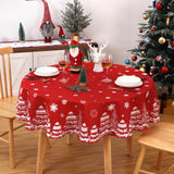 Garvee Tovaglia Natalizia Rotonda Impermeabile 60 cm Rossa Con Fiocchi Di Neve E Rami Di Abete Per Cucina E Feste - Rosso