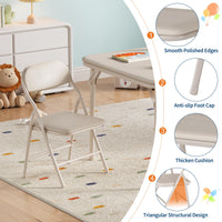 Set tavolo e sedie pieghevoli per bambini Garvee da 5 pezzi, struttura in metallo, similpelle, per sala giochi e campeggio, pieghevole, sicuro, stabile
