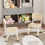 Garvee Sedia Regolabile per Bambini 2pcs, 3 Livelli Altezza, Design Ergonomico, Plastica PP, Antiscivolo, Leggera, Beige, Casa e Scuola - Beige