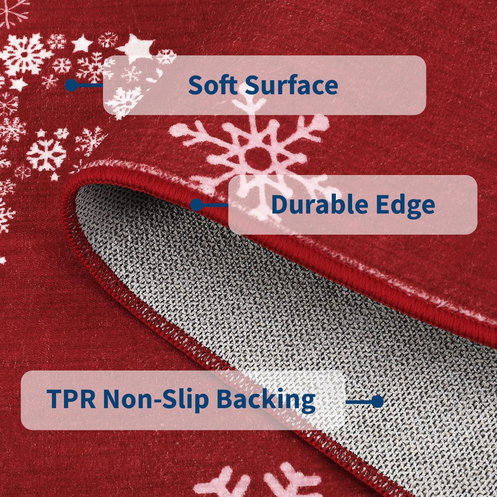 Tappeto per soggiorno Garvee Red Elk, lavabile, antiscivolo, decorazione natalizia per camera da letto, cucina, sala da pranzo, ufficio, 200x290 cm, rosso