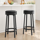 Sgabello da Bar Garvee Girevole a 360° con Struttura in Metallo e Pelle PU per Sala da Pranzo e Soggiorno, 78 cm, Nero - 2Er Schwarz