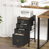 Scatola portadocumenti con ruote Garvee a 4 cassetti con struttura in metallo e superficie in MDF per ufficio e casa, leggera, robusta, impermeabile, nera - Nero