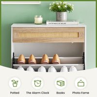 Scarpiera Garvee in rattan con 3 cassetti e ripiani regolabili per corridoio e ingresso, MDF e rattan, sottile, antiribaltamento, colore naturale