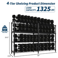 Scaffale in metallo Garvee da 59", ripiani regolabili a forma di L a 4 livelli per cucina, ufficio, garage, capacità di carico di 1060 libbre, nero