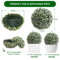 Garvee, palline di fiori artificiali da 17 pollici, set da 2, resistenti alle intemperie, facili da pulire, materiale PE, per giardino e matrimonio, verde