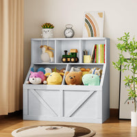 Libreria per bambini e contenitore per giocattoli Garvee, multifunzionale, stabile, in MDF e truciolato, per sala giochi, cameretta dei bambini, 35,4" bianco