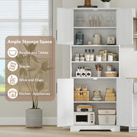 Mobiletto alto da bagno Garvee con 4 ante, ripiani regolabili, MDF, autoportante, bianco, per bagno e cucina, 62,0 cm x 30,2 cm x 170,2 cm