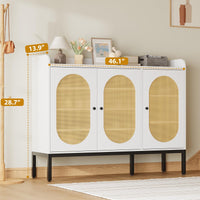 Scarpiera Garvee con 3 ante in rattan, ripiani regolabili, legno MDF, bianco per corridoio e soggiorno, ampio spazio di archiviazione, 46,10"L x 13,9"W x 28,7"H