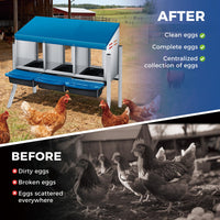 Nido per polli Garvee a 3 fori in acciaio inox con vassoio rimovibile per fattoria e giardino, robusto, facile da pulire, argento