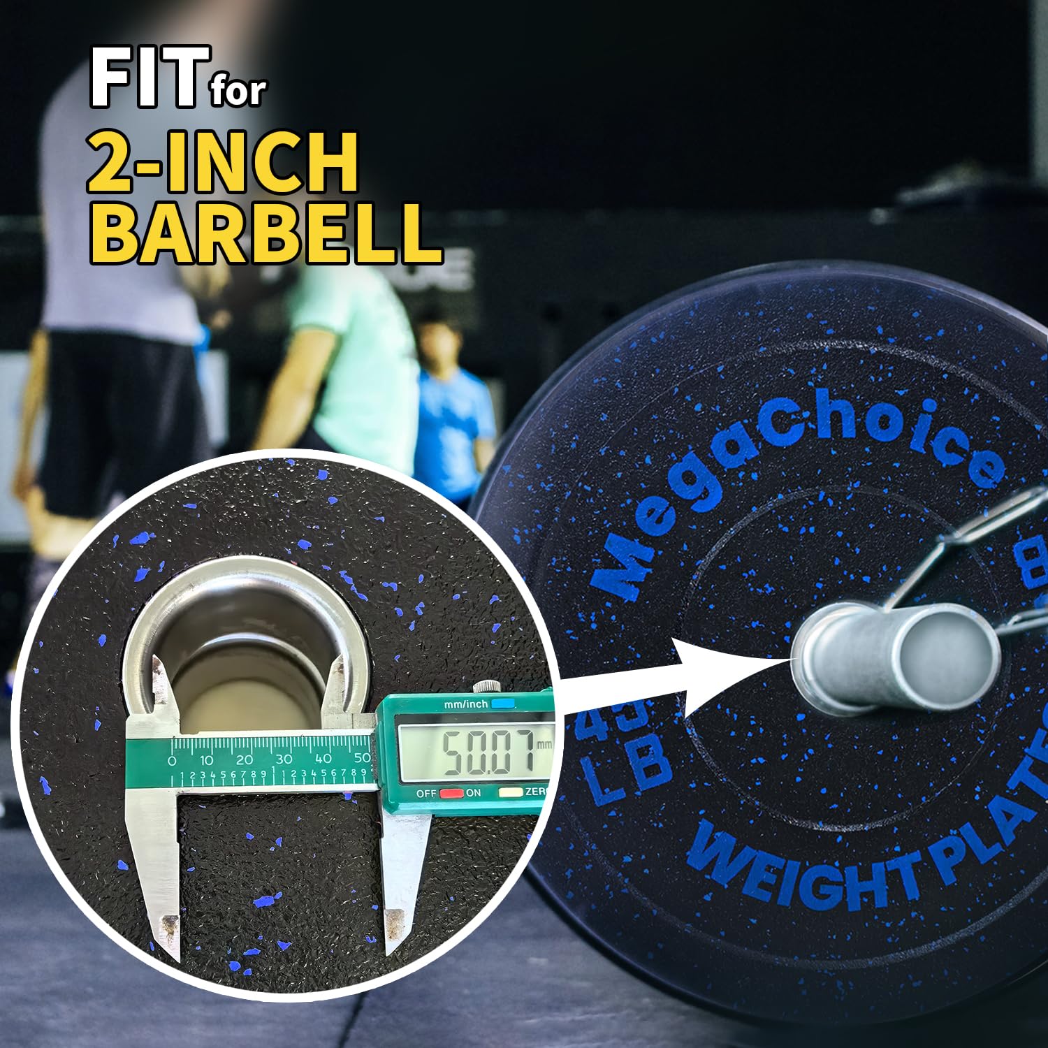 Set di dischi in gomma da 2" Garvee da 45 libbre con anello in acciaio, ammortizzanti per casa e palestra, pesi colorati