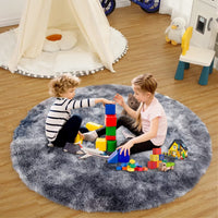 Tappeto rotondo Garvee Fluffy da 2'7,5" per cameretta dei bambini, grigio, morbido e soffice, in velluto e spugna, antiscivolo e fonoassorbente, per camerette di neonati e adolescenti.