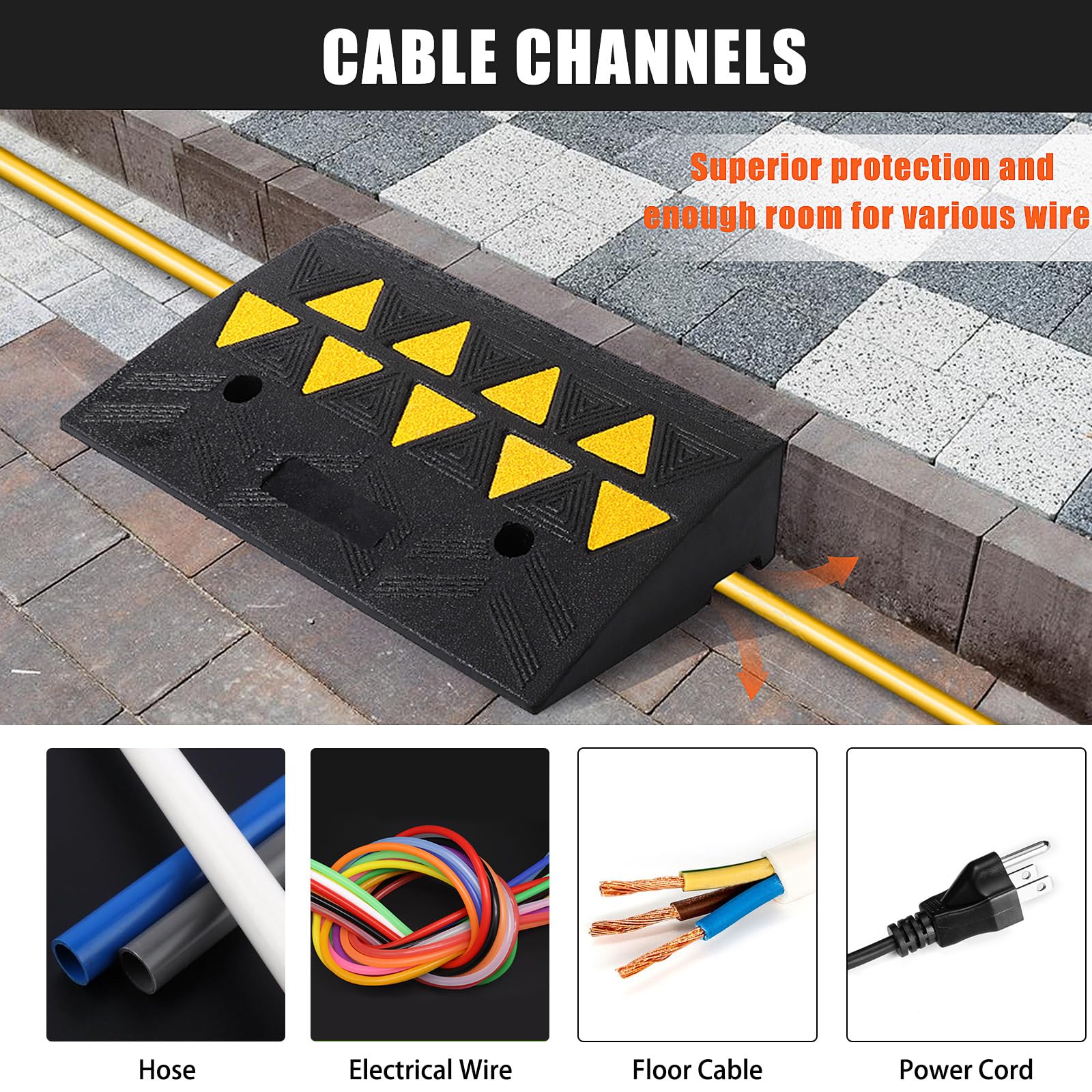 Rampa in gomma per impieghi gravosi Garvee, capacità di carico di 15 tonnellate, con protezione per cavi, per garage e area di carico, altezza 4,1", antiscivolo, resistente ai raggi UV