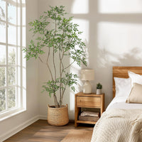 Pianta artificiale da interno Garvee, albero Nandina da 2,1 m con vaso bianco, realistica, facile da pulire, in plastica, decorazione per soggiorno e ufficio