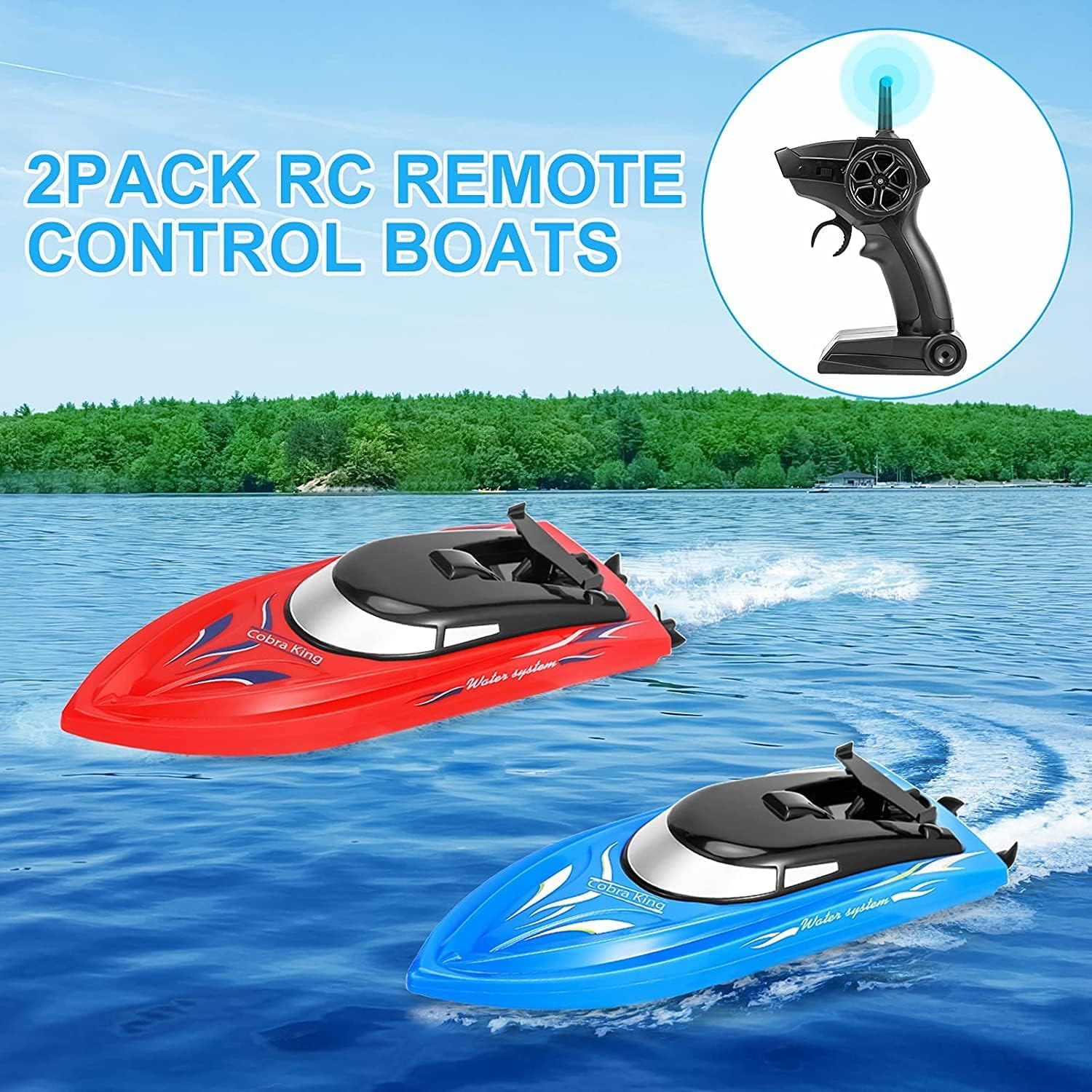 Garvee 2PACK RC Boat Veloce 10 km/h Plastica ABS Per Piscine e Laghi 4 Batterie 2.4G Telecomando
