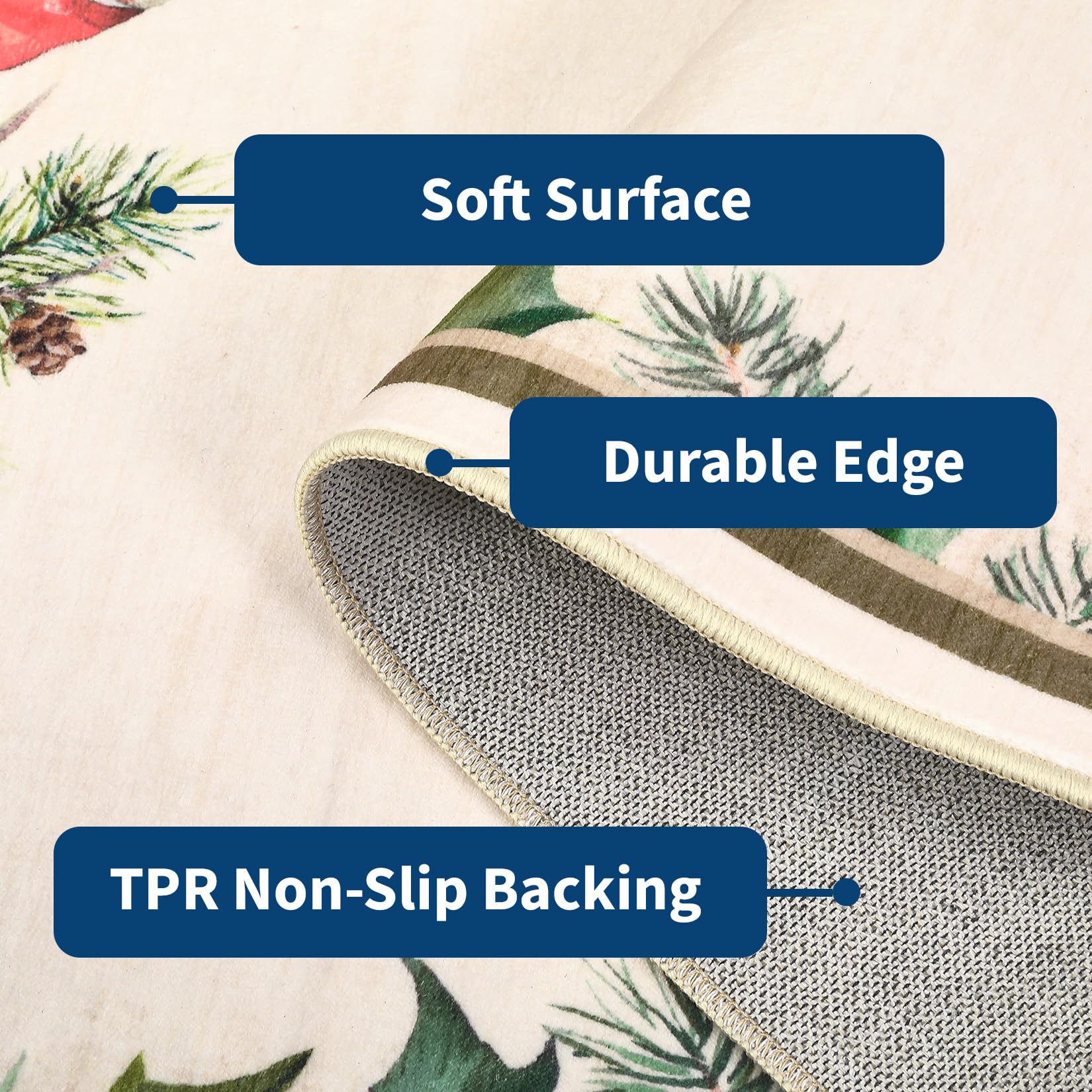 Tappeto natalizio Garvee 60x180 cm a pelo corto, lavabile, antiscivolo, per soggiorno, camera da letto, corridoio, decorazione natalizia, rosso e verde