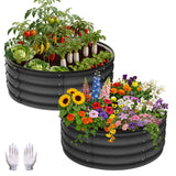 Garvee Letto Da Giardino Rialzato Zincato 2x2x1 Ft, Metallo 0.5mm, Resistente Alla Ruggine, Verde, Per Orto E Fiori - Dark Grey