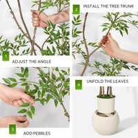 Pianta artificiale Nandina Garvee da 6 piedi con vaso in ceramica bianca per ufficio e soggiorno, realistica, facile da curare, durevole