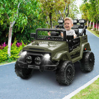 Garvee 12V Auto elettrica per bambini verde militare con LED e Bluetooth per parco giochi, giardino e guida su strada