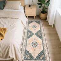 Tappeto Garvee Boho Vintage Floreale, Lavabile, Morbido Velluto di Agnello Sintetico, Antiscivolo, 80x150 cm, per Soggiorno, Ufficio, Versatile
