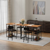 Tavolo da pranzo piccolo Garvee per 2 persone con 4 scomparti portaoggetti, portabicchieri e portabottiglie, struttura in acciaio robusto, design in legno rustico, ideale per piccoli spazi, compatto, marrone