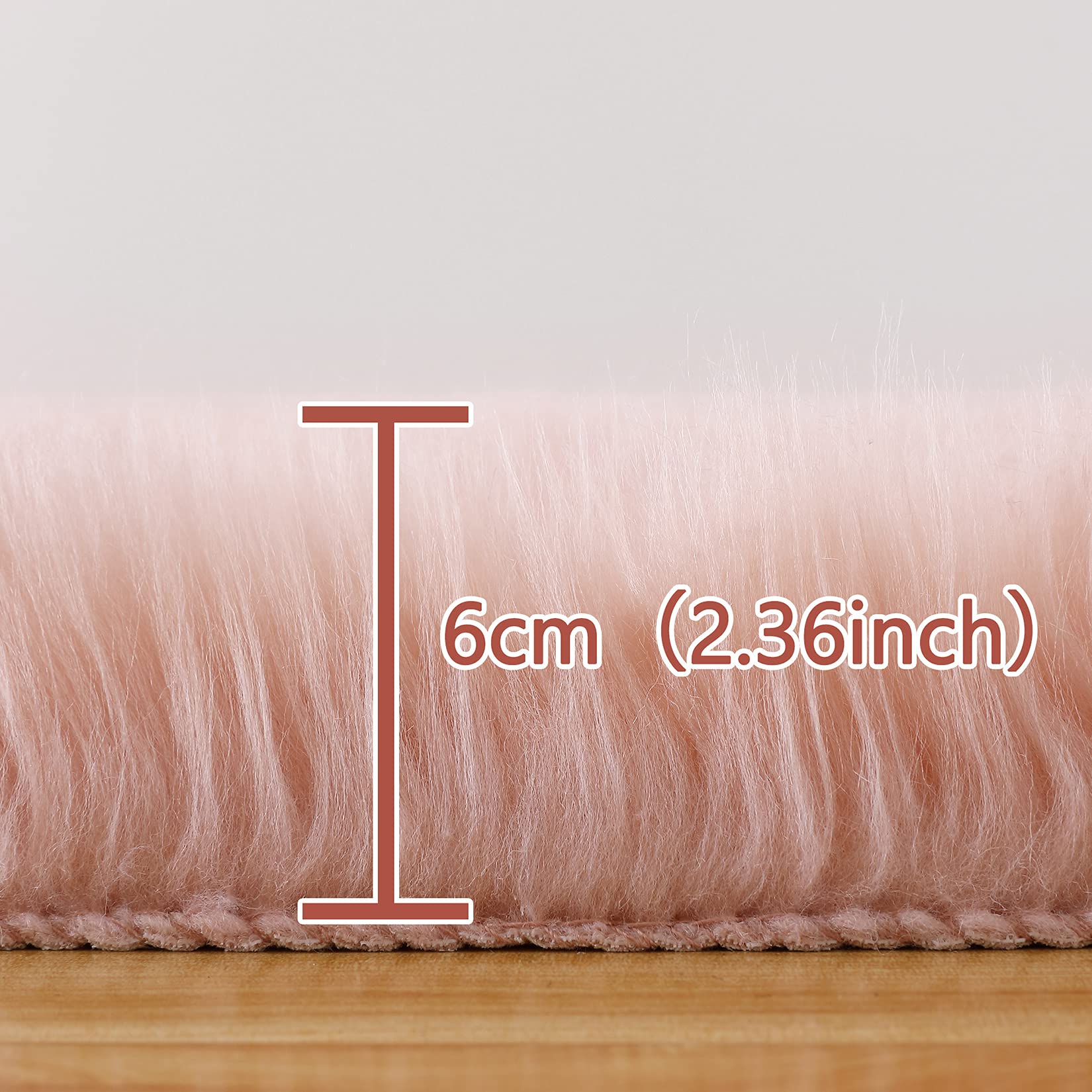 Tappetino da bagno in cotone artificiale GARVEE, arazzo in morbido peluche a pelo alto, rosa, 75x120 cm, per cameretta dei bambini, soggiorno, camera da letto, motivo irregolare