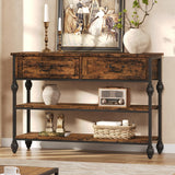 Garvee Tavolo da Ingresso 41" con 2 Cassetti, 3 Ripiani, Struttura in Metallo Industriale, MDF Resistente, Design Romanico, Tavolo Retro per Soggiorno e Corridoio, Nero