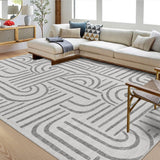 Tappeto per soggiorno Garvee 200x290, lavabile, a pelo corto, antiscivolo, grigio, per soggiorno, camera da letto - Grigio chiaro